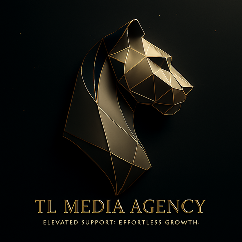 TL Media Agency gold geometric lioness logo